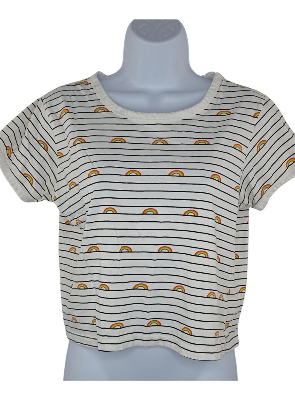 Messy Bun Just Chillin M Rainbow Print Crop Top 2511-N